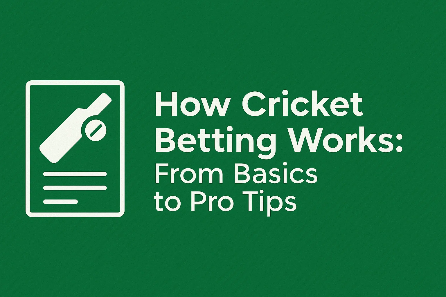 How Cricket Betting Works: From Basics to Pro Tips